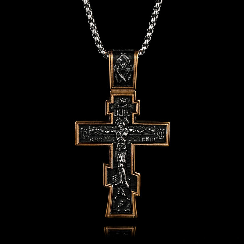 DARK JESUS CROSS. - GOLD